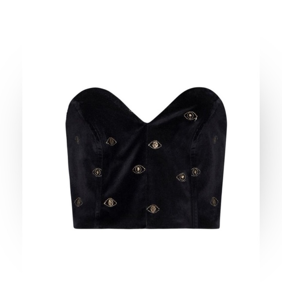 Misa Los Angeles Tops - MISA GEORGIA BUSTIER BLACK VELVET EVIL EYE BUSTIER SMALL Revolve NWT